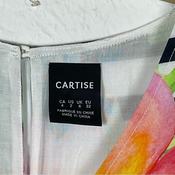 CARTISE White & Black Stripe Floral Sleeveless High Low Dress NWT - Picture 15 of 16